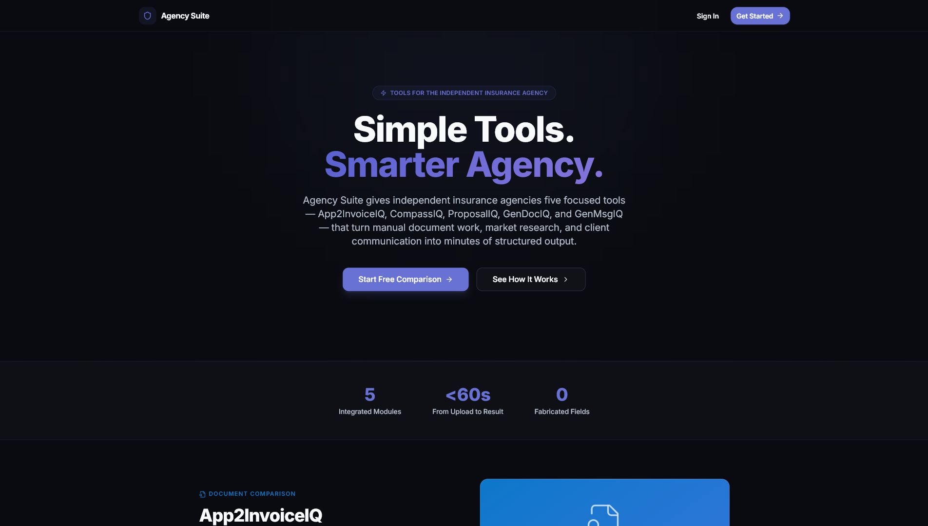 Agency Suite product screen